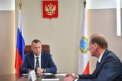 Встреча главы Татищевского района П.В.Суркова с врио Губернатора Саратовской области Р.В.Бусаргиным 